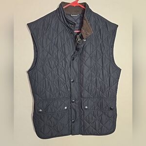 Barbour Lowerdale Diamond Quilted Gilet Vest Mens Size M Full Zip Snap Button